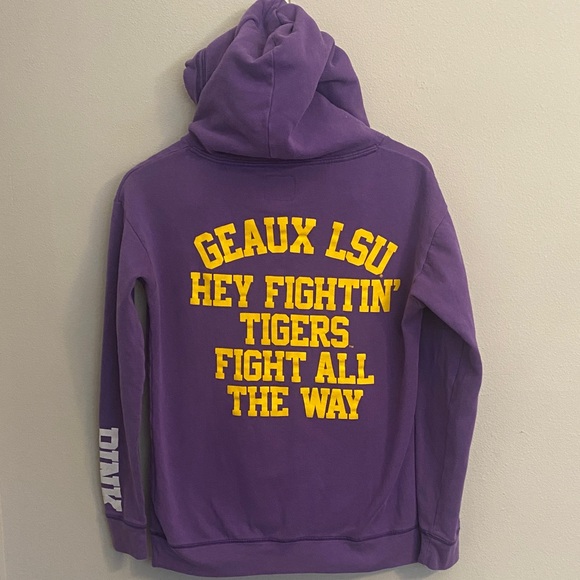 PINK Victoria's Secret Purple Hoodie LSU Tiger Graphic. Geaux Tigers Back Hit Sm - Picture 5 of 13